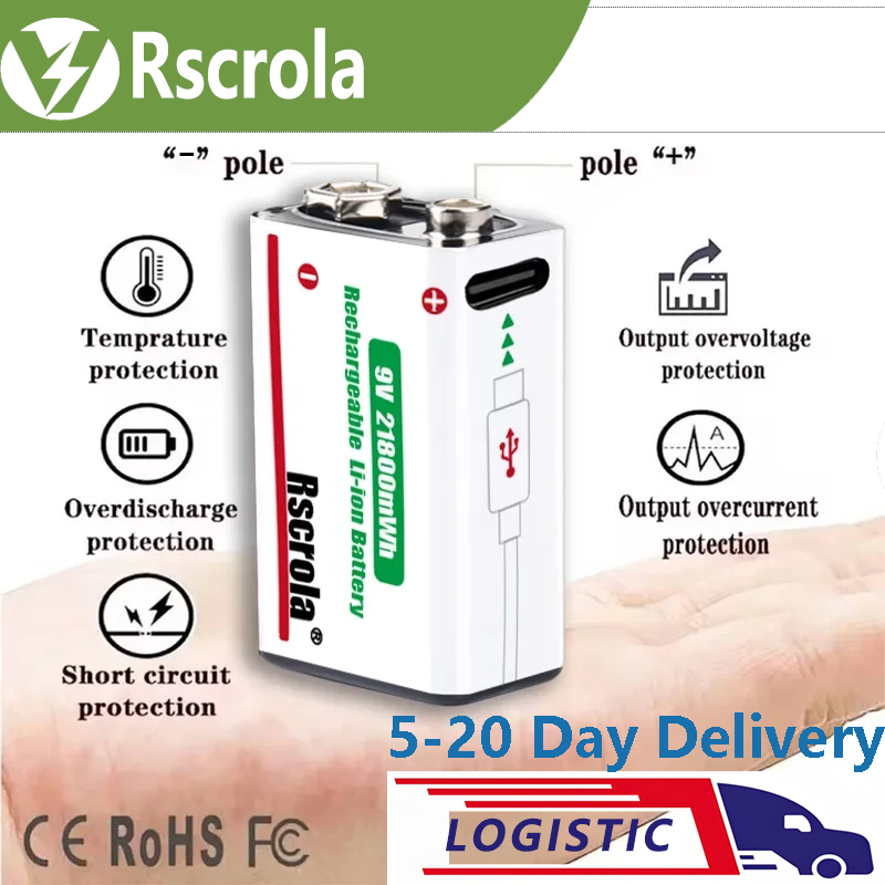 Smoke Detector Interconnected - Аккумулятор литий-ионный Rscrola 9V 21800мВтч, перезаряжаемый,
