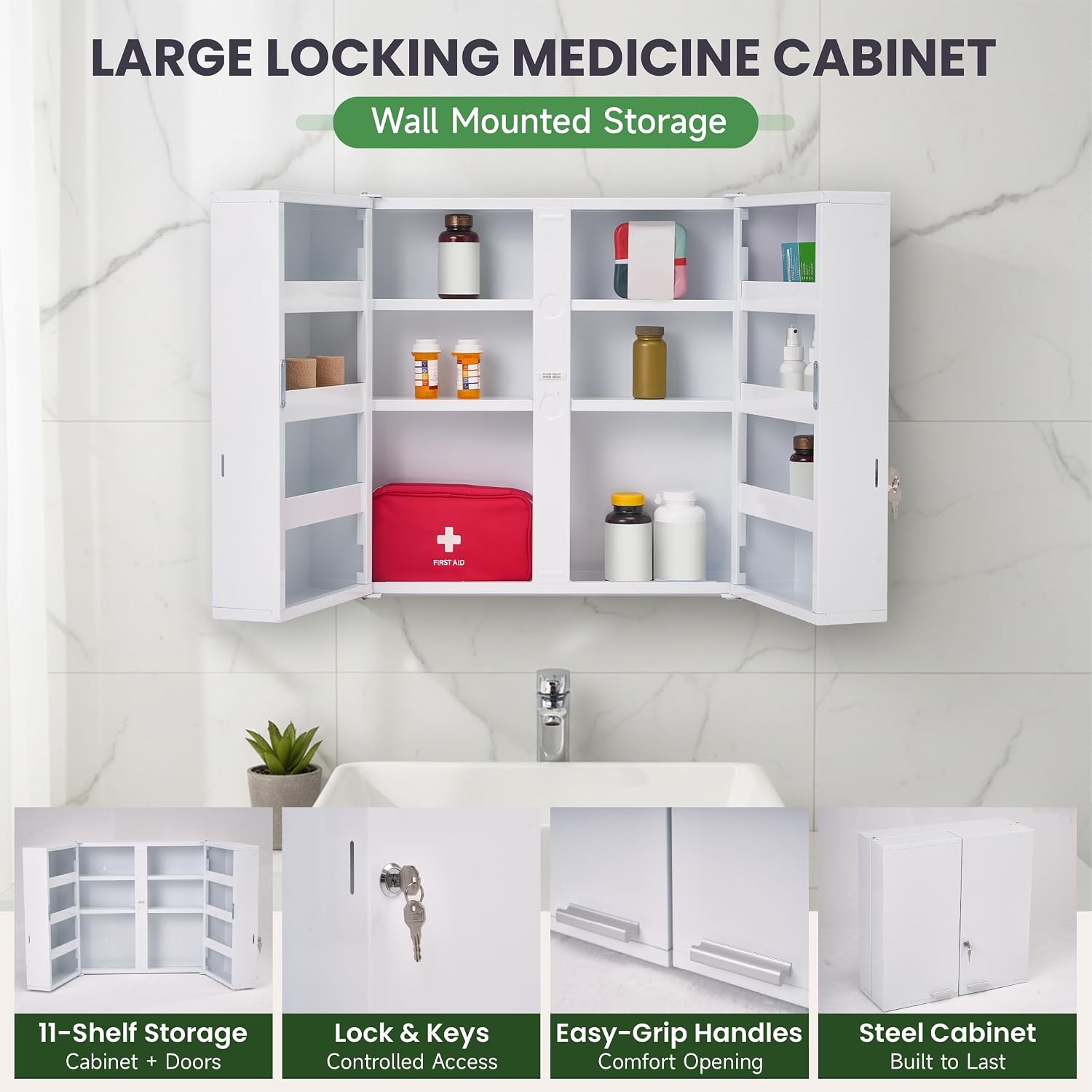 Большой запирающийся шкаф для  – обзор и цена Medicine Cabinet Lock